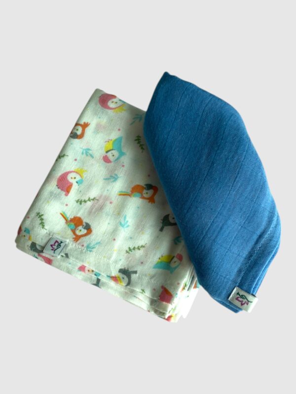 Serene Blue & Feathered Friends Bath Towels